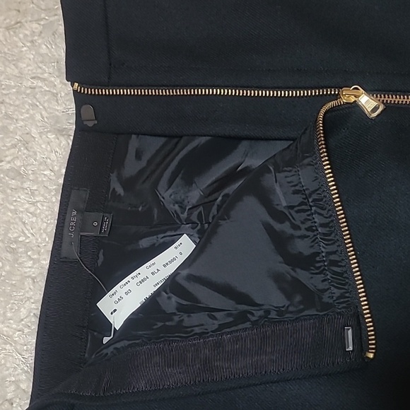 J.Crew Black Wool High-Waist Asymmetrical Zip Midi Skirt Women’s 0 NWT - Picture 7 of 15
